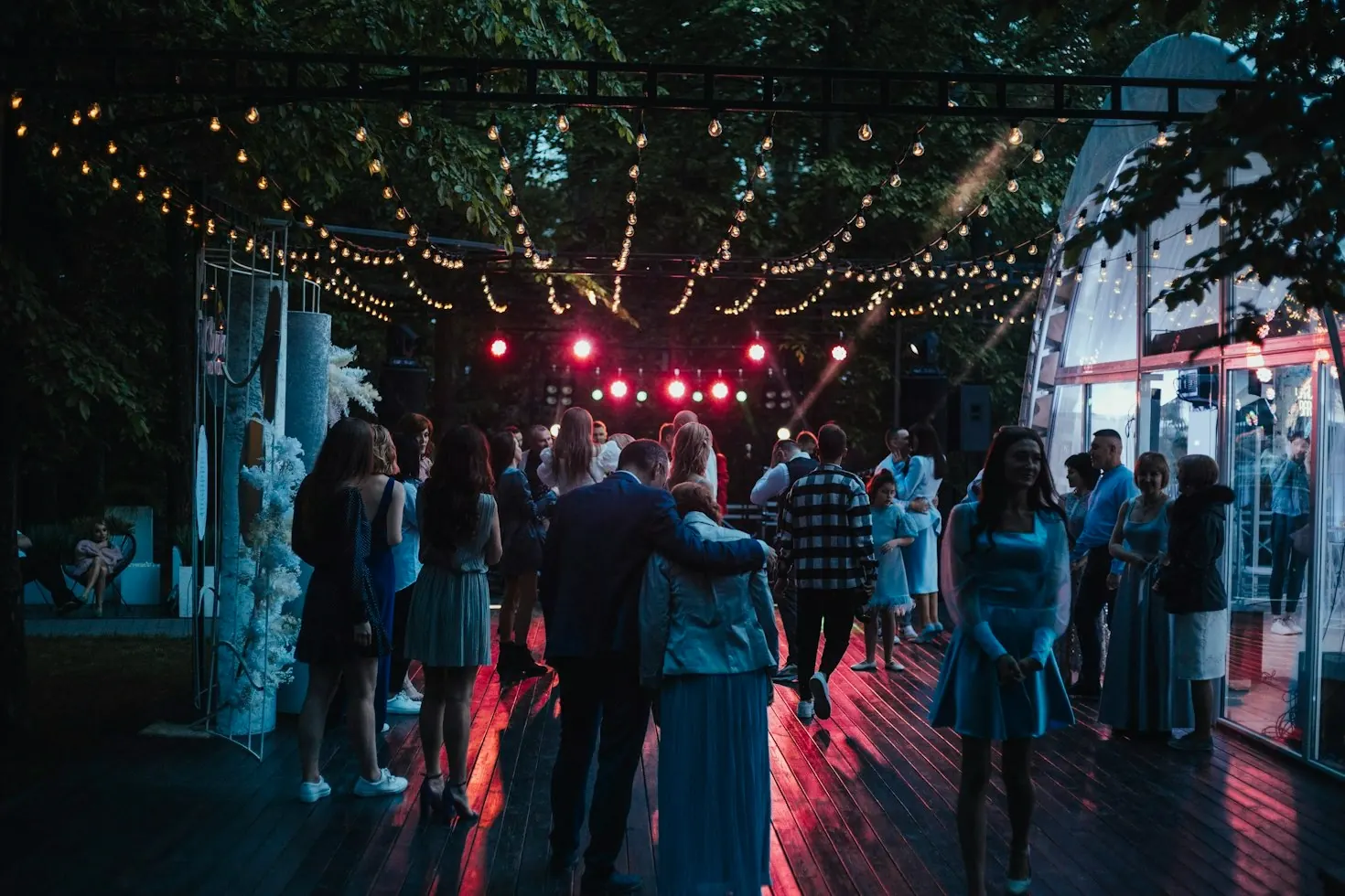 Guests sharing drinks during a celebration